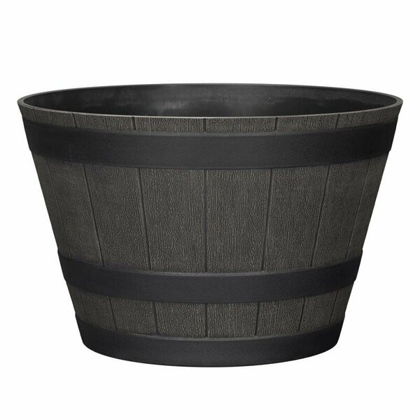 L&G Solutions 9 in. H X 14 in. D Wood-Resin Whiskey Barrel Planter Brown PVG3614TNI